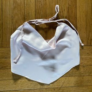 Silk scoop neck halter top